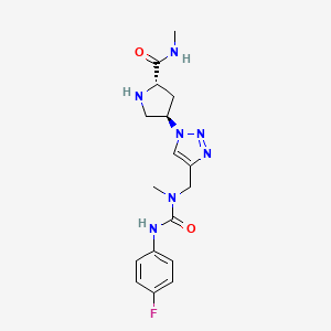 molecular formula C17H22FN7O2 B5297328 (4R)-4-(4-{[{[(4-fluorophenyl)amino]carbonyl}(methyl)amino]methyl}-1H-1,2,3-triazol-1-yl)-N-methyl-L-prolinamide hydrochloride 
