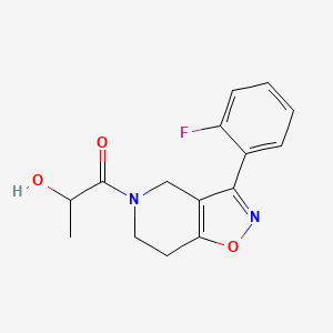 molecular formula C15H15FN2O3 B5297371 1-[3-(2-fluorophenyl)-6,7-dihydroisoxazolo[4,5-c]pyridin-5(4H)-yl]-1-oxopropan-2-ol 