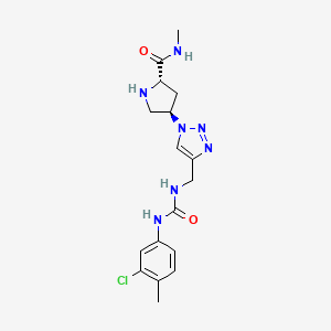 molecular formula C17H22ClN7O2 B5297374 (4R)-4-{4-[({[(3-chloro-4-methylphenyl)amino]carbonyl}amino)methyl]-1H-1,2,3-triazol-1-yl}-N-methyl-L-prolinamide hydrochloride 