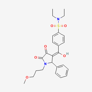 molecular formula C25H30N2O6S B5297407 N,N-diethyl-4-{[4-hydroxy-1-(3-methoxypropyl)-5-oxo-2-phenyl-2,5-dihydro-1H-pyrrol-3-yl]carbonyl}benzenesulfonamide 