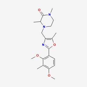 molecular formula C20H27N3O4 B5297443 4-{[2-(2,4-dimethoxy-3-methylphenyl)-5-methyl-1,3-oxazol-4-yl]methyl}-1,3-dimethylpiperazin-2-one 