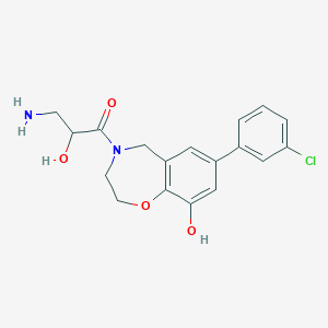 molecular formula C18H19ClN2O4 B5297451 4-(3-amino-2-hydroxypropanoyl)-7-(3-chlorophenyl)-2,3,4,5-tetrahydro-1,4-benzoxazepin-9-ol hydrochloride 