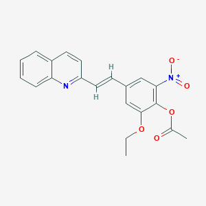 molecular formula C21H18N2O5 B5297465 2-ethoxy-6-nitro-4-[2-(2-quinolinyl)vinyl]phenyl acetate 