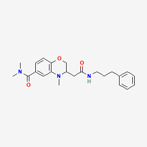 molecular formula C23H29N3O3 B5297485 N,N,4-trimethyl-3-{2-oxo-2-[(3-phenylpropyl)amino]ethyl}-3,4-dihydro-2H-1,4-benzoxazine-6-carboxamide 
