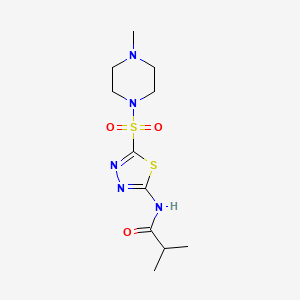 molecular formula C11H19N5O3S2 B5297517 2-methyl-N-{5-[(4-methyl-1-piperazinyl)sulfonyl]-1,3,4-thiadiazol-2-yl}propanamide 