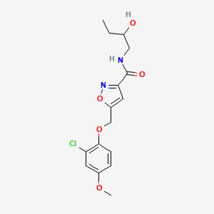 molecular formula C16H19ClN2O5 B5297522 5-[(2-chloro-4-methoxyphenoxy)methyl]-N-(2-hydroxybutyl)isoxazole-3-carboxamide 