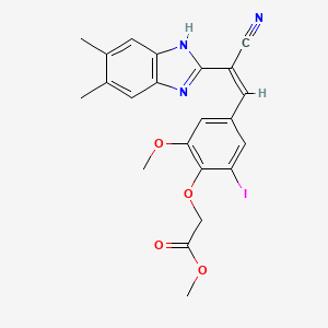 molecular formula C22H20IN3O4 B5297540 methyl {4-[2-cyano-2-(5,6-dimethyl-1H-benzimidazol-2-yl)vinyl]-2-iodo-6-methoxyphenoxy}acetate 