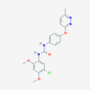 molecular formula C20H19ClN4O4 B5297598 N-(5-chloro-2,4-dimethoxyphenyl)-N'-{4-[(6-methyl-3-pyridazinyl)oxy]phenyl}urea 