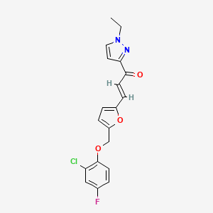 molecular formula C19H16ClFN2O3 B5297634 3-{5-[(2-chloro-4-fluorophenoxy)methyl]-2-furyl}-1-(1-ethyl-1H-pyrazol-3-yl)-2-propen-1-one 