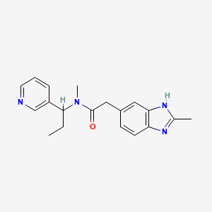 molecular formula C19H22N4O B5297654 N-methyl-2-(2-methyl-1H-benzimidazol-5-yl)-N-(1-pyridin-3-ylpropyl)acetamide 