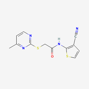 molecular formula C12H10N4OS2 B5297659 N-(3-cyano-2-thienyl)-2-[(4-methyl-2-pyrimidinyl)thio]acetamide 