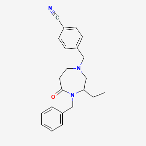 molecular formula C22H25N3O B5297678 4-[(4-benzyl-3-ethyl-5-oxo-1,4-diazepan-1-yl)methyl]benzonitrile 