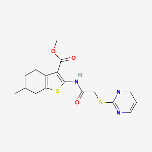 molecular formula C17H19N3O3S2 B5297709 methyl 6-methyl-2-{[(2-pyrimidinylthio)acetyl]amino}-4,5,6,7-tetrahydro-1-benzothiophene-3-carboxylate 