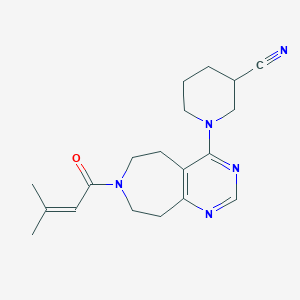 molecular formula C19H25N5O B5297712 1-[7-(3-methylbut-2-enoyl)-6,7,8,9-tetrahydro-5H-pyrimido[4,5-d]azepin-4-yl]piperidine-3-carbonitrile 