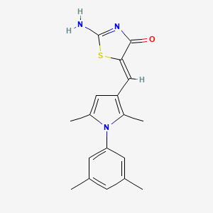 molecular formula C18H19N3OS B5297723 5-{[1-(3,5-dimethylphenyl)-2,5-dimethyl-1H-pyrrol-3-yl]methylene}-2-imino-1,3-thiazolidin-4-one 