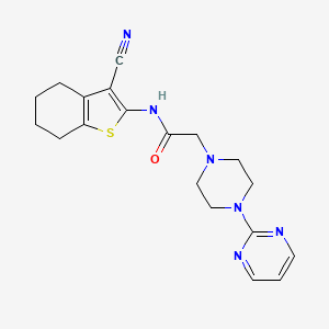 molecular formula C19H22N6OS B5297727 N-(3-cyano-4,5,6,7-tetrahydro-1-benzothien-2-yl)-2-[4-(2-pyrimidinyl)-1-piperazinyl]acetamide 