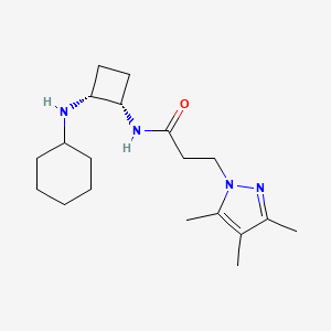 molecular formula C19H32N4O B5297740 N-[(1S*,2R*)-2-(cyclohexylamino)cyclobutyl]-3-(3,4,5-trimethyl-1H-pyrazol-1-yl)propanamide 