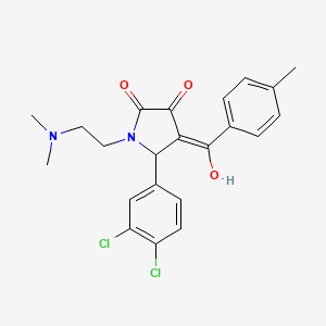 molecular formula C22H22Cl2N2O3 B5297768 5-(3,4-dichlorophenyl)-1-[2-(dimethylamino)ethyl]-3-hydroxy-4-(4-methylbenzoyl)-1,5-dihydro-2H-pyrrol-2-one 