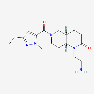 molecular formula C17H27N5O2 B5297796 rel-(4aS,8aR)-1-(2-aminoethyl)-6-[(3-ethyl-1-methyl-1H-pyrazol-5-yl)carbonyl]octahydro-1,6-naphthyridin-2(1H)-one hydrochloride 