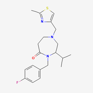 molecular formula C20H26FN3OS B5297808 4-(4-fluorobenzyl)-3-isopropyl-1-[(2-methyl-1,3-thiazol-4-yl)methyl]-1,4-diazepan-5-one 