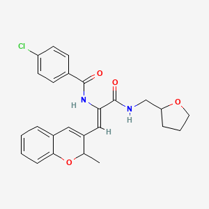molecular formula C25H25ClN2O4 B5297842 4-chloro-N-(2-(2-methyl-2H-chromen-3-yl)-1-{[(tetrahydro-2-furanylmethyl)amino]carbonyl}vinyl)benzamide 