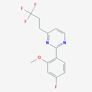 molecular formula C14H12F4N2O B5297851 2-(4-fluoro-2-methoxyphenyl)-4-(3,3,3-trifluoropropyl)pyrimidine 
