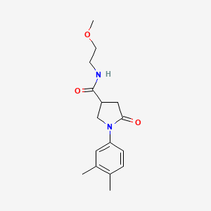 molecular formula C16H22N2O3 B5297859 1-(3,4-dimethylphenyl)-N-(2-methoxyethyl)-5-oxopyrrolidine-3-carboxamide 