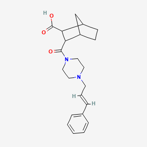 molecular formula C22H28N2O3 B5297868 3-{[4-(3-phenyl-2-propen-1-yl)-1-piperazinyl]carbonyl}bicyclo[2.2.1]heptane-2-carboxylic acid 