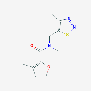 molecular formula C11H13N3O2S B5297943 N,3-dimethyl-N-[(4-methyl-1,2,3-thiadiazol-5-yl)methyl]-2-furamide 