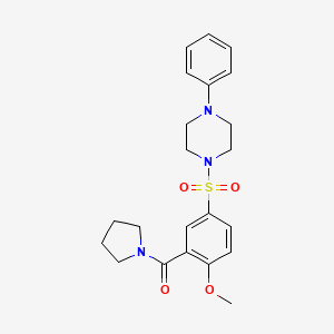 molecular formula C22H27N3O4S B5297947 1-{[4-methoxy-3-(1-pyrrolidinylcarbonyl)phenyl]sulfonyl}-4-phenylpiperazine 