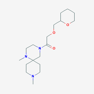 molecular formula C18H33N3O3 B5297979 1,9-dimethyl-4-[(tetrahydro-2H-pyran-2-ylmethoxy)acetyl]-1,4,9-triazaspiro[5.5]undecane 