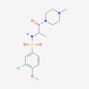 molecular formula C15H22ClN3O4S B5297987 3-chloro-4-methoxy-N-[1-methyl-2-(4-methyl-1-piperazinyl)-2-oxoethyl]benzenesulfonamide 