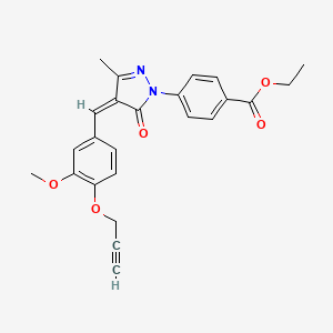 molecular formula C24H22N2O5 B5298045 ethyl 4-{4-[3-methoxy-4-(2-propyn-1-yloxy)benzylidene]-3-methyl-5-oxo-4,5-dihydro-1H-pyrazol-1-yl}benzoate 