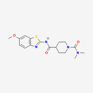 molecular formula C17H22N4O3S B5298063 N~4~-(6-methoxy-1,3-benzothiazol-2-yl)-N~1~,N~1~-dimethyl-1,4-piperidinedicarboxamide 