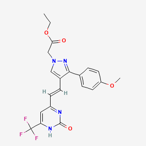 molecular formula C21H19F3N4O4 B5298084 ethyl (3-(4-methoxyphenyl)-4-{2-[2-oxo-6-(trifluoromethyl)-2,3-dihydro-4-pyrimidinyl]vinyl}-1H-pyrazol-1-yl)acetate 