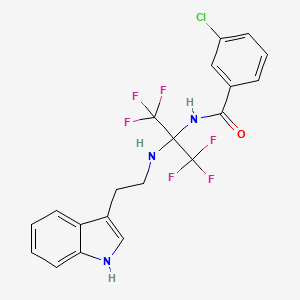 molecular formula C20H16ClF6N3O B5298106 3-chloro-N-[2,2,2-trifluoro-1-{[2-(1H-indol-3-yl)ethyl]amino}-1-(trifluoromethyl)ethyl]benzamide 