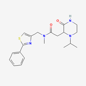 molecular formula C20H26N4O2S B5298116 2-(1-isopropyl-3-oxo-2-piperazinyl)-N-methyl-N-[(2-phenyl-1,3-thiazol-4-yl)methyl]acetamide 