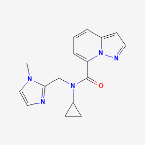 molecular formula C16H17N5O B5298124 N-cyclopropyl-N-[(1-methyl-1H-imidazol-2-yl)methyl]pyrazolo[1,5-a]pyridine-7-carboxamide 