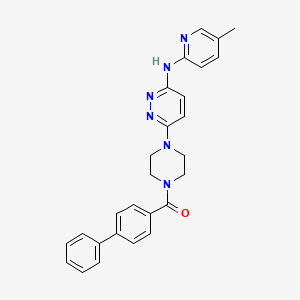 molecular formula C27H26N6O B5298140 6-[4-(4-biphenylylcarbonyl)-1-piperazinyl]-N-(5-methyl-2-pyridinyl)-3-pyridazinamine 