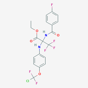 molecular formula C19H15ClF6N2O4 B5298179 ethyl 2-({4-[chloro(difluoro)methoxy]phenyl}amino)-3,3,3-trifluoro-N-(4-fluorobenzoyl)alaninate 