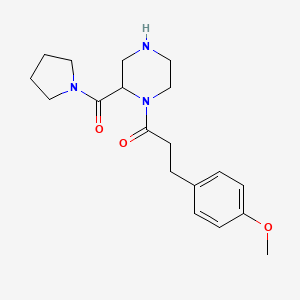 molecular formula C19H27N3O3 B5298191 1-[3-(4-methoxyphenyl)propanoyl]-2-(1-pyrrolidinylcarbonyl)piperazine 