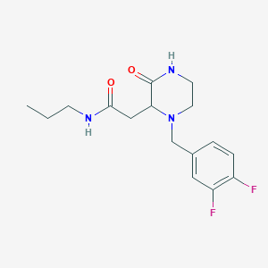 molecular formula C16H21F2N3O2 B5298198 2-[1-(3,4-difluorobenzyl)-3-oxo-2-piperazinyl]-N-propylacetamide 