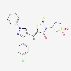molecular formula C23H18ClN3O3S3 B5298208 5-{[3-(4-chlorophenyl)-1-phenyl-1H-pyrazol-4-yl]methylene}-3-(1,1-dioxidotetrahydro-3-thienyl)-2-thioxo-1,3-thiazolidin-4-one 