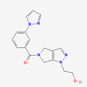 molecular formula C17H17N5O2 B5298223 2-[5-[3-(1H-pyrazol-1-yl)benzoyl]-5,6-dihydropyrrolo[3,4-c]pyrazol-1(4H)-yl]ethanol 