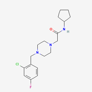 molecular formula C18H25ClFN3O B5298228 2-[4-(2-chloro-4-fluorobenzyl)-1-piperazinyl]-N-cyclopentylacetamide 