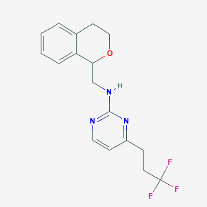 molecular formula C17H18F3N3O B5298233 N-(3,4-dihydro-1H-isochromen-1-ylmethyl)-4-(3,3,3-trifluoropropyl)pyrimidin-2-amine 