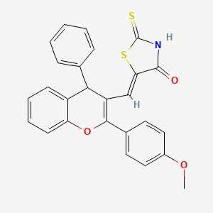 molecular formula C26H19NO3S2 B5298252 5-{[2-(4-methoxyphenyl)-4-phenyl-4H-chromen-3-yl]methylene}-2-thioxo-1,3-thiazolidin-4-one 
