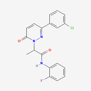 molecular formula C19H15ClFN3O2 B5298268 2-[3-(3-chlorophenyl)-6-oxo-1(6H)-pyridazinyl]-N-(2-fluorophenyl)propanamide 