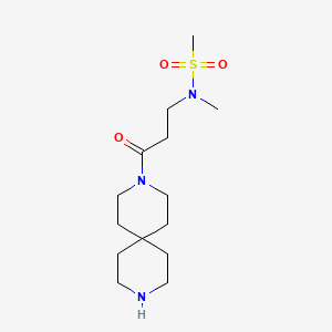 molecular formula C14H27N3O3S B5298278 N-[3-(3,9-diazaspiro[5.5]undec-3-yl)-3-oxopropyl]-N-methylmethanesulfonamide hydrochloride 