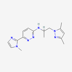 molecular formula C16H21N7 B5298361 N-[2-(3,5-dimethyl-1H-pyrazol-1-yl)-1-methylethyl]-6-(1-methyl-1H-imidazol-2-yl)pyridazin-3-amine 